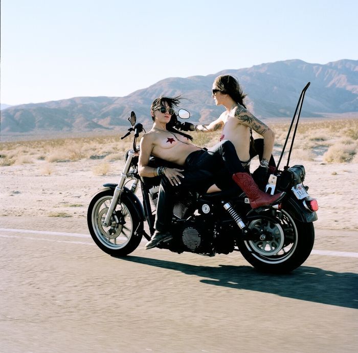 Girls on a motorcycle in Tiraspol