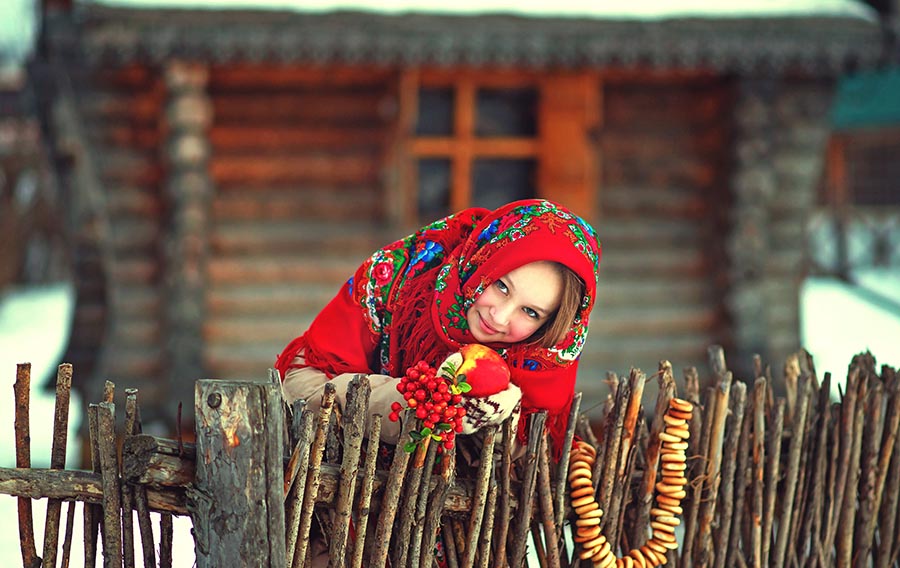 Sexy girl Women in Slavic costumes in Tiraspol